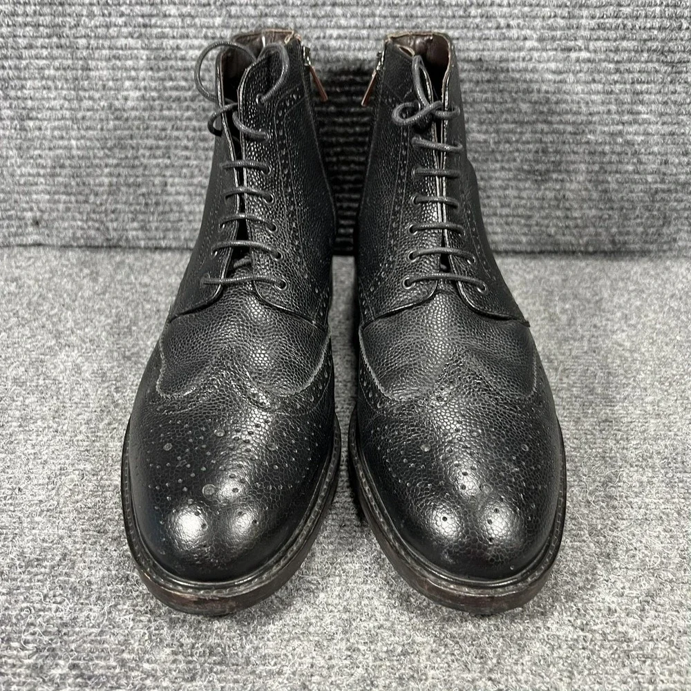 Massimo Dutti Boots Mens Size 44 Black Leather‎ Brogue Zip Combat 7006/322/800